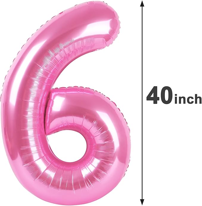 Pink 6 Number Balloon 40 Inch Mylar Foil Birthday Balloon, Digital Balloons - Image 2