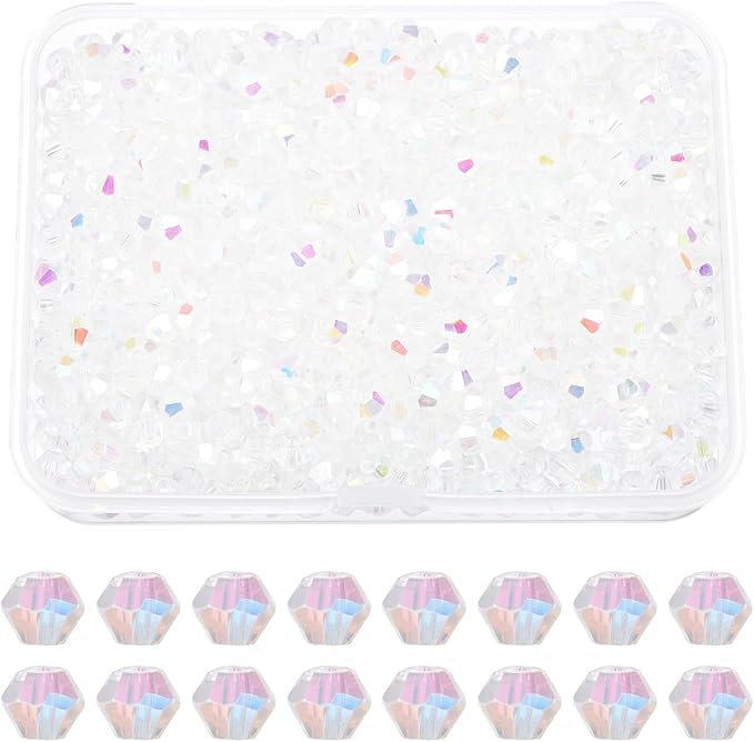 PATIKIL 1000pcs 4mm Bicone Glass Crystal Beads, Faceted Glass Spacer Beads by PATIKIL