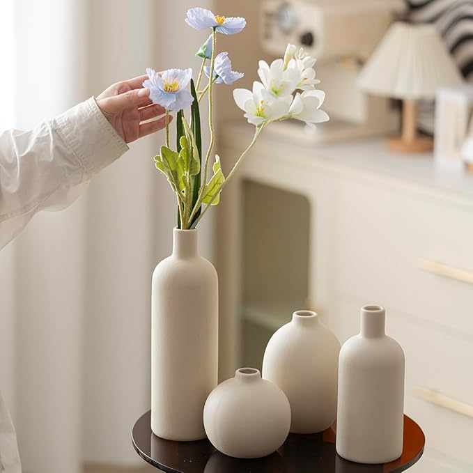 Modern Ceramic Vase Set, Neutral Colors, Decorative Vases - Image 6
