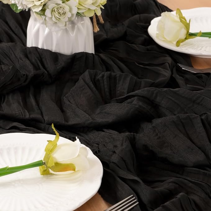 Black Table Runner Cheesecloth Table Runner 10FT Farmhouse Table Runners 120 - Image 4