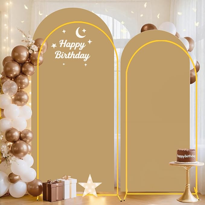 Wedding Arch Backdrop Stand and Brown Arch Cover Set 7.2FT/6FT Party Backdrop - Image 2
