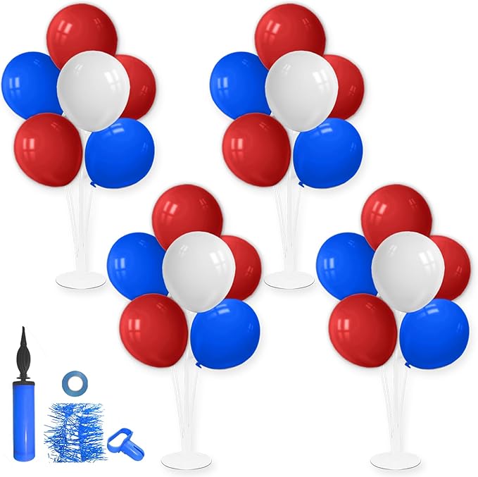 Red White and Blue Balloon Stand Centerpiece Table Decorations by ZJDHPTY