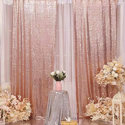 Eternal Beauty Rose Gold Sequin Backdrop Curtains, Shimmer Back Drop - Image 2