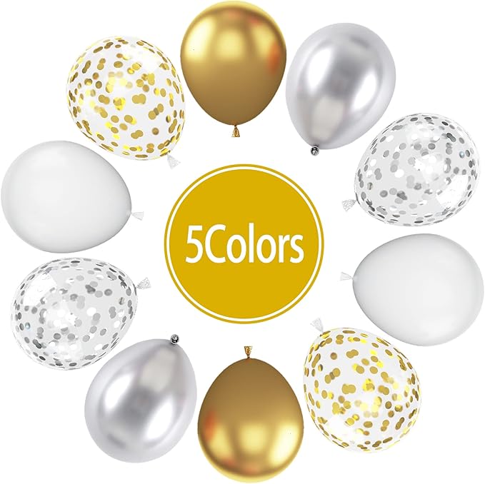 Paready Gold and Silver Latex Balloons - Image 7
