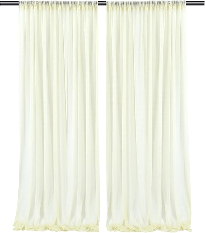 PARTISKY 10ftx10ft Ivory Chiffon Sheer Backdrop Curtains, Wrinkle-Free Wedding by Partisky