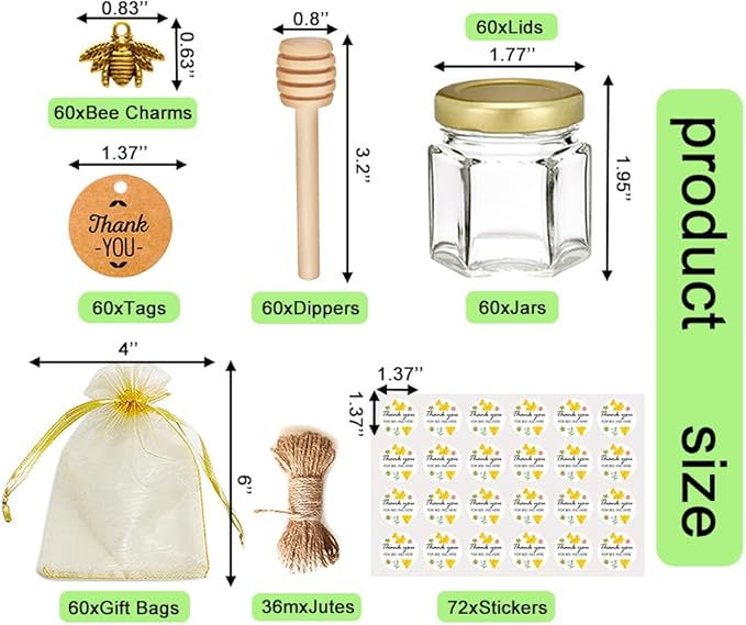 Adabocute Mini Honey Jars with Dipper - Image 2