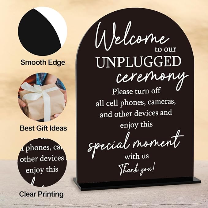 Unplugged Ceremony Sign, Wedding Welcome Sign, Engagement Bridal Shower Baby - Image 3