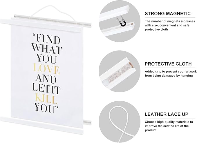 40x27 40x30 40x20 Poster Frame, Magnetic Light Wood Wooden Frame Hanger - Image 4