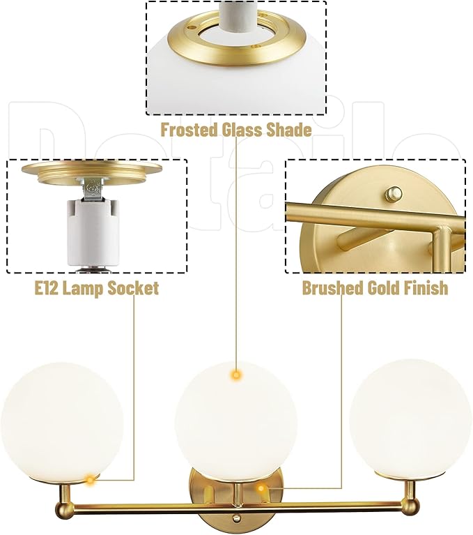 Gold Vanity Light for Bathroom, Modern Bathroom Light Fixtures Over Mirror - Image 7