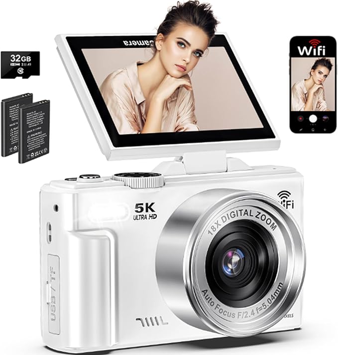 5K Digital Camera for Photography, 75MP WiFi Vlogging Camera for YouTube by Unknown