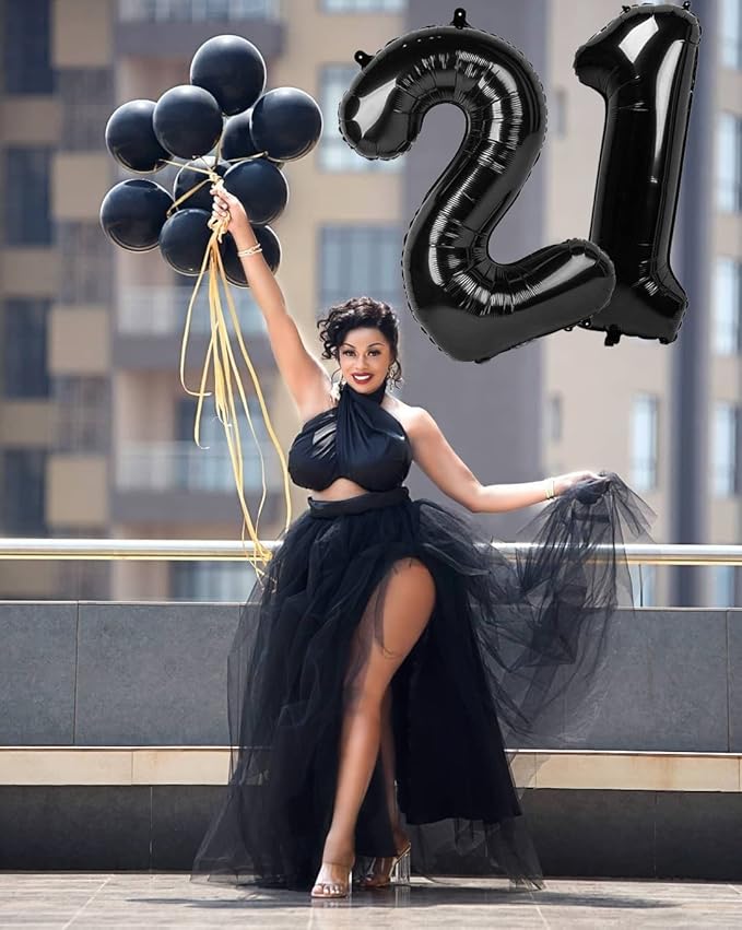 40 Inch Black Number Balloon 0-9, Big Size Happy Birthday Balloon, Foil Helium - Image 6