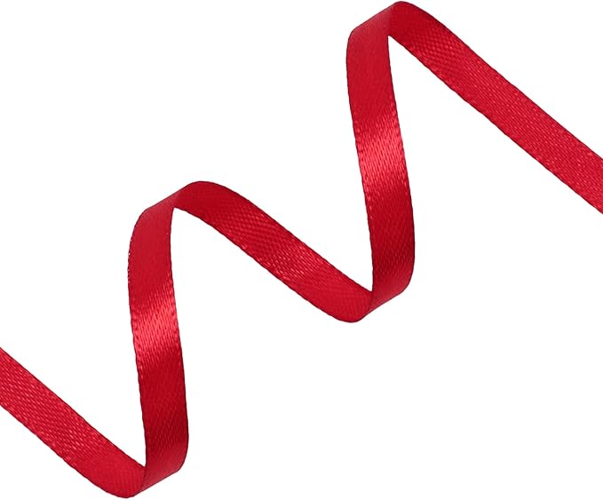 Red Satin Ribbon 1/4 inch X Continuous 50 Yards, Single Face Polyester Ribbon - Image 2