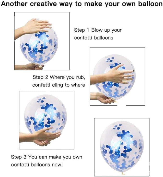 Blue Confetti Balloons 40 pack, 12 inch Transparent Party Balloons - Image 3