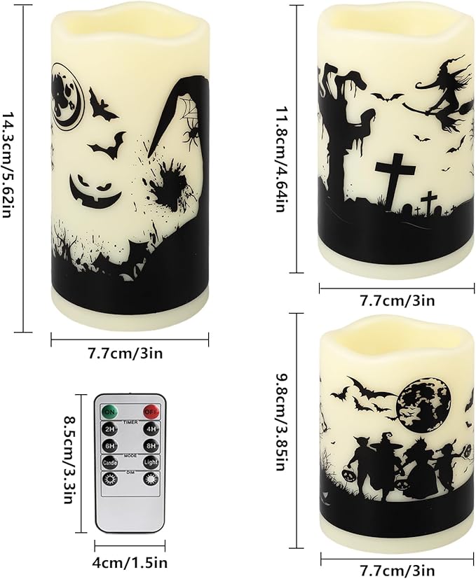 12-Pack Halloween-Flameless Led Pillar Candles，Remote Control and Timer - Image 5