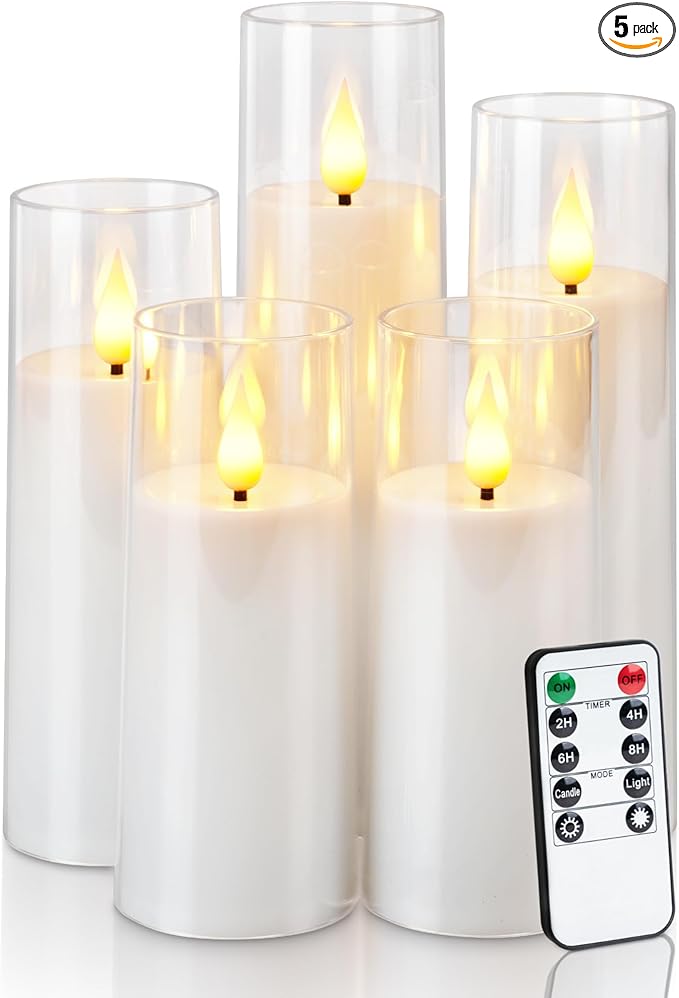 Amagic Pure White Acrylic Flameless Candles, Battery Operated Candles, by AMAGIC