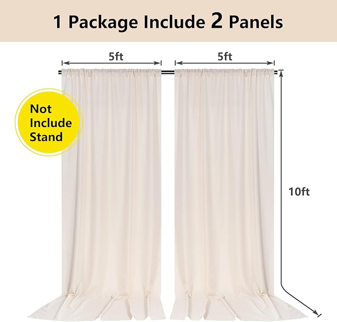10ft x 10ft Beige Backdrop Curtains - Image 3
