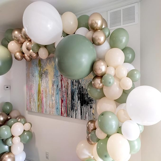 Sage Green Gold Confetti Balloons - Image 8