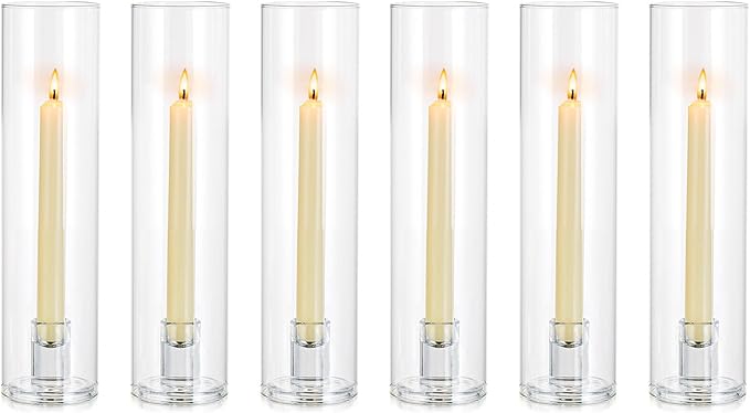 NUPTIO Candle Stick Candle Holder: Clear Glass Hurricane Candlestick Holders by Nuptio
