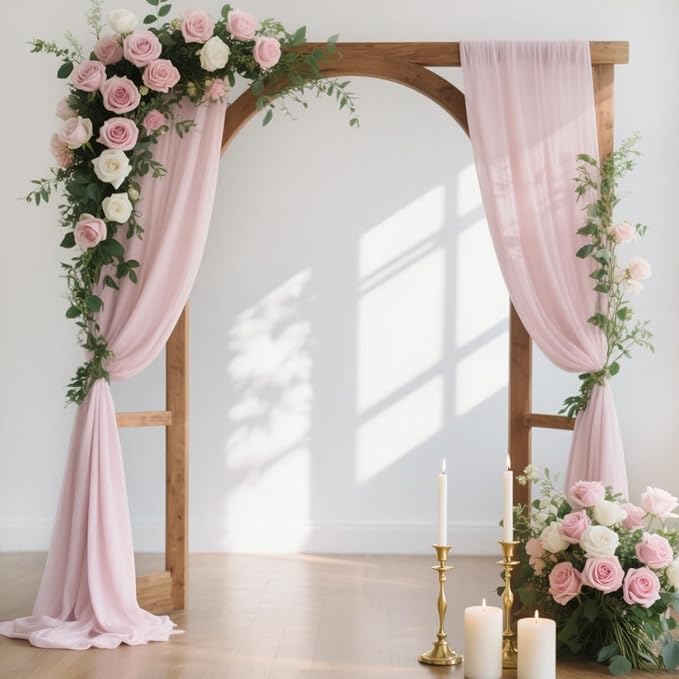 MLMW Wedding Arch Draping Fabric 1 Panel 29" x 20Ft Easter Pink Sheer Wedding by MLMW