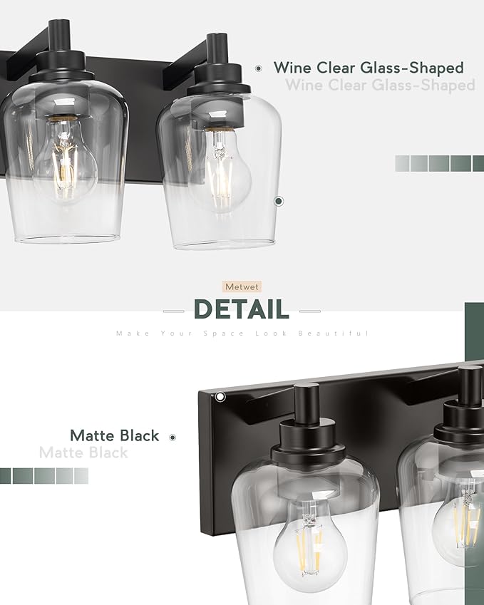 Bathroom Light Fixtures, 3-Light Modern Vanity Light - Image 5