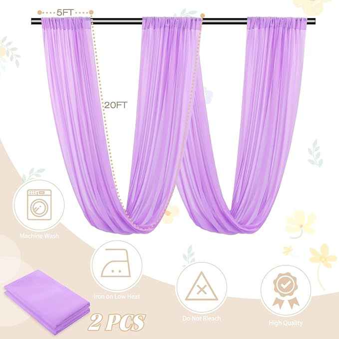 Ceiling Drapes for Weddings Light Purple Draping Fabric for Wedding Arch - Image 5