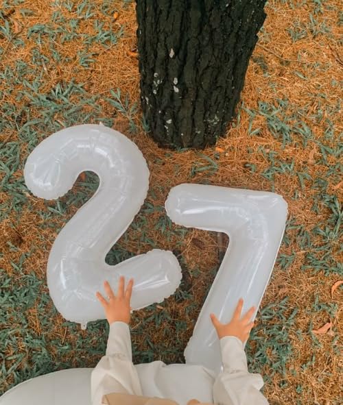 Digital Number 7 White Birthday Balloon 40 Inch, Foil Balloons - Image 5
