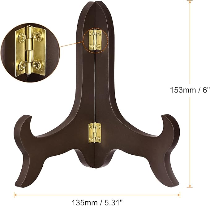 uxcell 6" Easel Plate Holder, Wooden Folding Display Stand Brown - Image 2