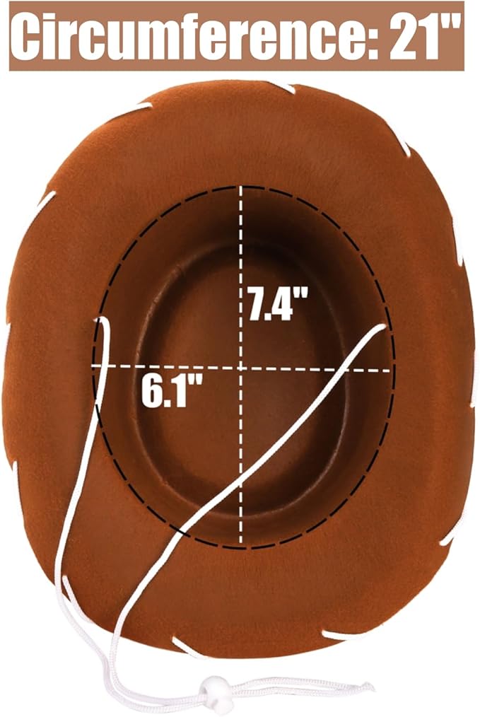 Peohud 4 Pack Felt Cowboy Hat, Small Western Cowgirl Hat, Wide Brim Cowboy Hat - Image 3