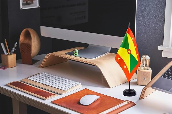 WXTWK 2 Pack Grenada Flag Grenada Deluxe Desk Flag Set - Image 5