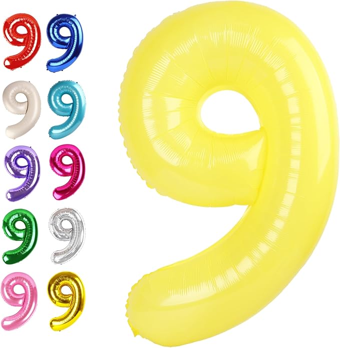 Number Balloon 9 Yellow Macaron by Upgesy