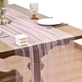 Joanlody Fall Pearl Table Runner 10ft Rustic Boho Tulle Table Runner by Joanlody