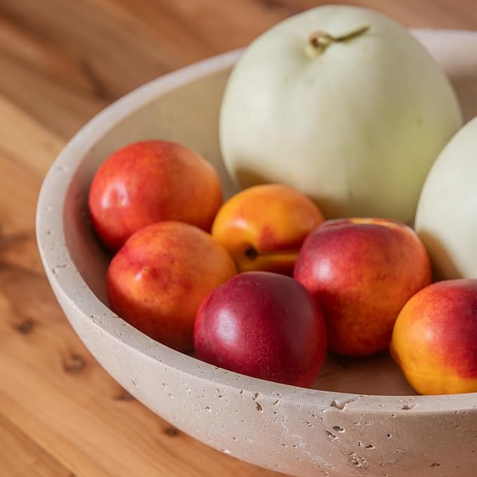 Natural Travertine Fruit Bowl 11.8" – Large Decorative Bowl & Travertine Decor - Image 5