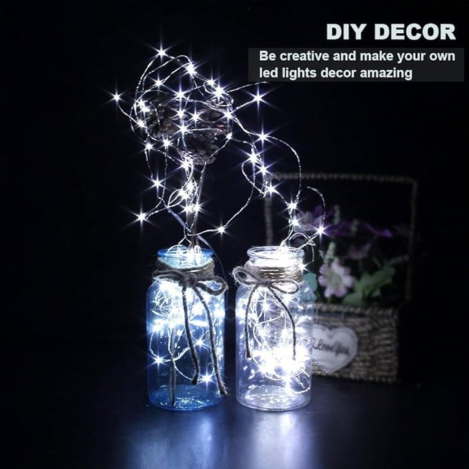 CYLAPEX Pack of 48 Cool White Fairy Lights String Battery Operated Fairy Lights - Image 3