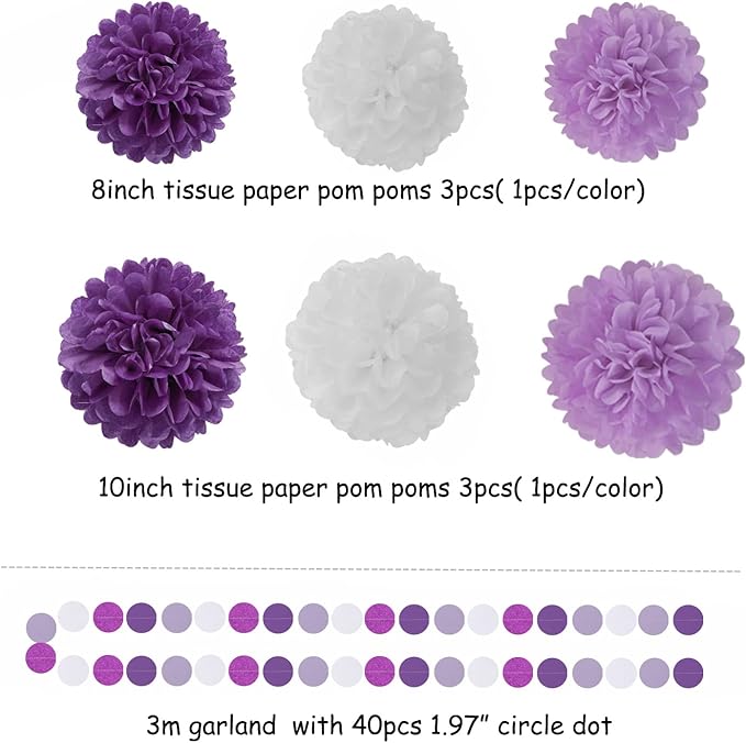 Purple White Lavender Party-Decorations Streamers - Image 2