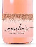 Andaz Press Personalized Bachelorette Mini Wine Labels, Blush Pink Faux Rose by AndazPress
