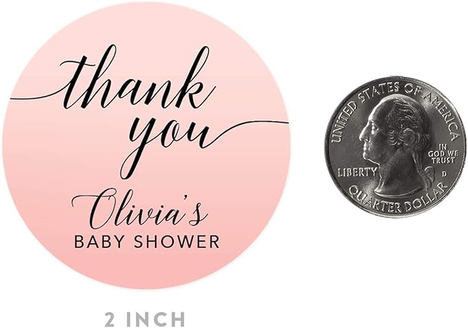Andaz Press Personalized Blush Pink Rose Elegant Party Collection, Round Circle - Image 5
