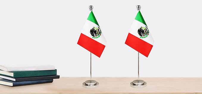 Mexico Mexican Deluxe Desk Flag Set Small Mini Miniature Mexico Mexican Table - Image 6
