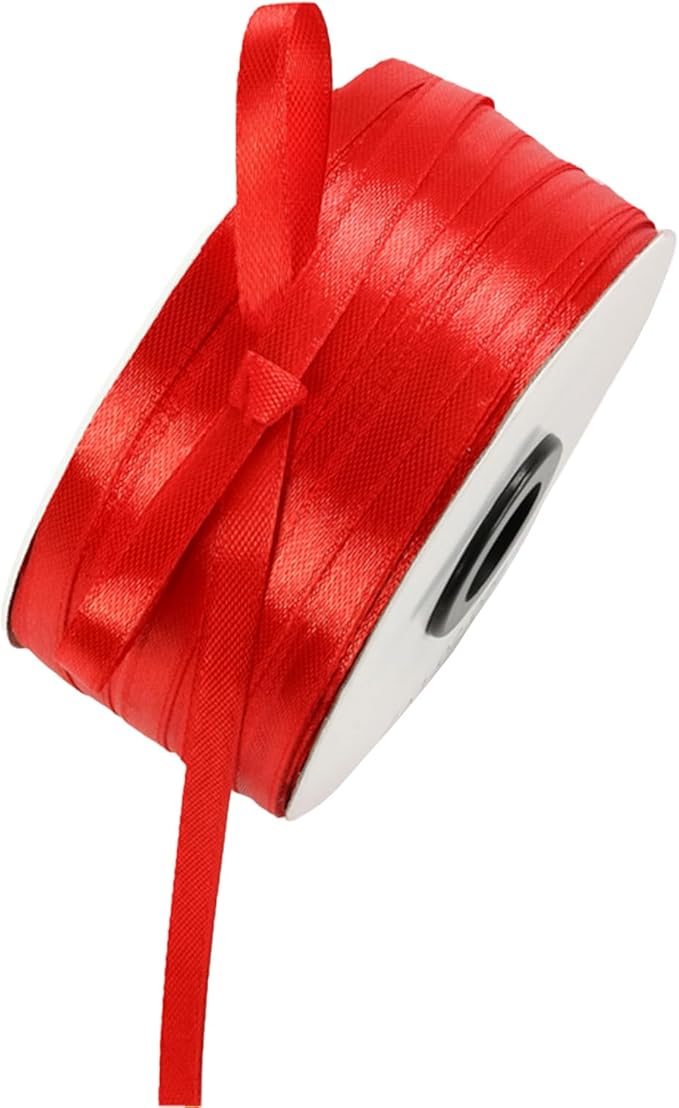 1/4" x 230 Yards Red Satin Ribbon Single Faced Bulk Fabric Ribbons by Oakarbo