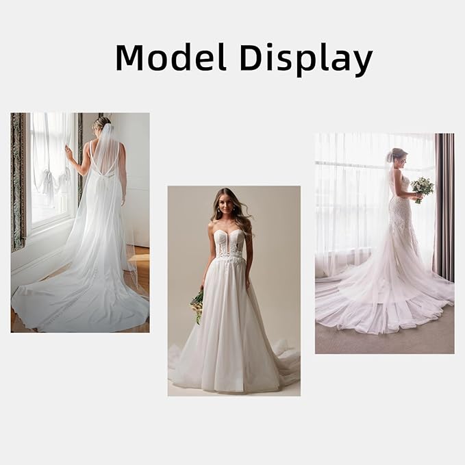 1 Tier Pearl Wedding Bridal Veil - Image 2