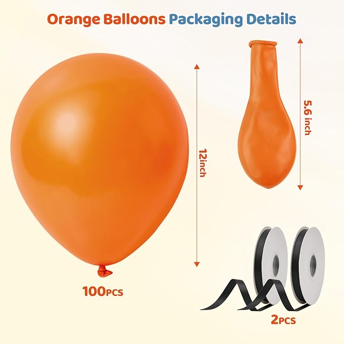 Orange Balloons, Latex Party Balloons - Image 2