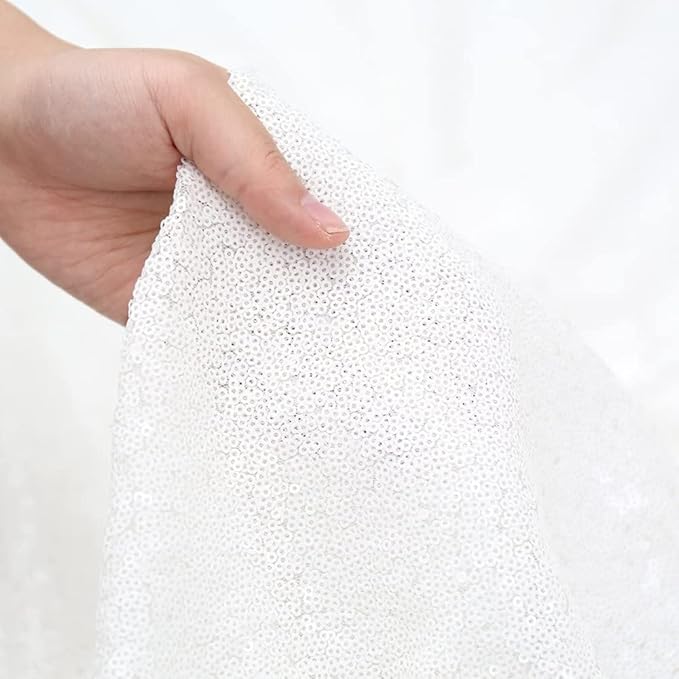 SquarePie Sequin Backdrop Curtain White 2FTx8FT 2 Panels Background - Image 6