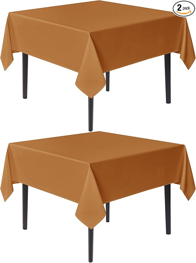 sancua Thanksgiving Square Tablecloths 70x70 Inch Bronze, 2 Pack by sancua