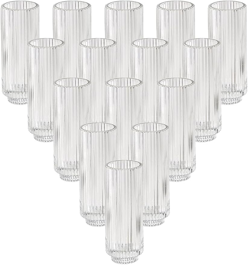 Serene Spaces Living Slim Clear Ribbed Glass Votive Holder, Decorative by SereneSpacesLiving