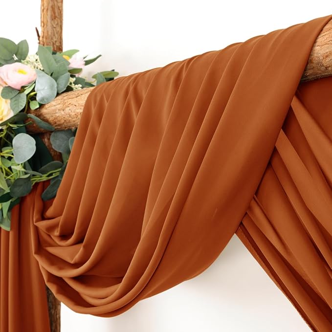 Wedding Arch Draping Fabric 2 Panels 30'' x 18FT Terracotta Sheer Chiffon Arch - Image 2