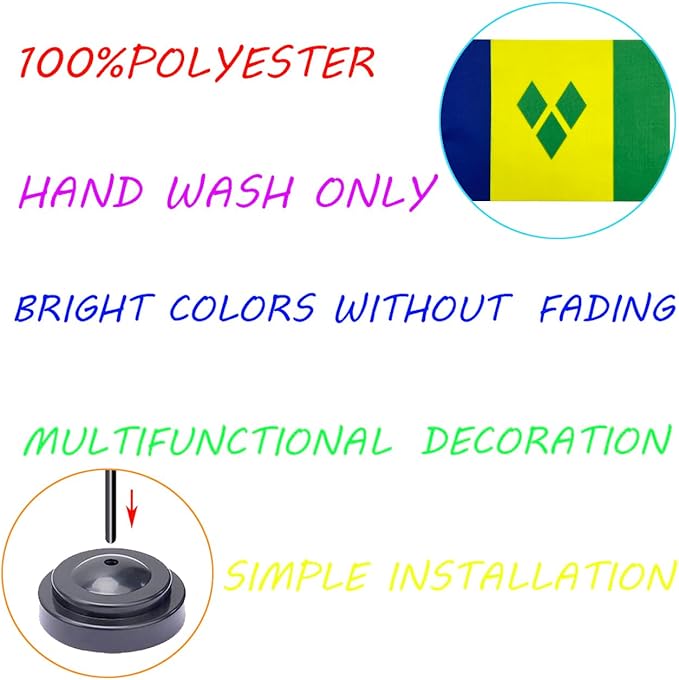 WXTWK 2 Pack Saint Vincent and the Grenadines Flag Saint Vincent and the - Image 4