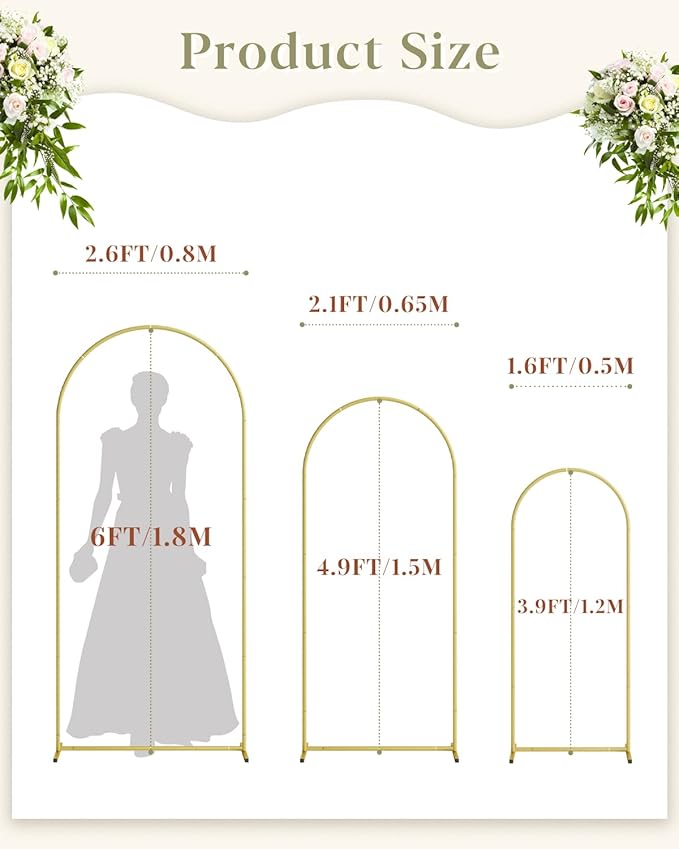 Wedding Arch Set of 3, Balloon Arch Stand Wedding Arch Frame - Image 3