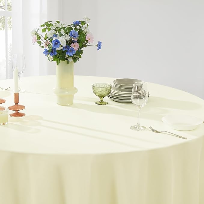 Round Tablecloth 120 Inch Tablecloth 6 Pack Ivory Table Cloths Washable - Image 8