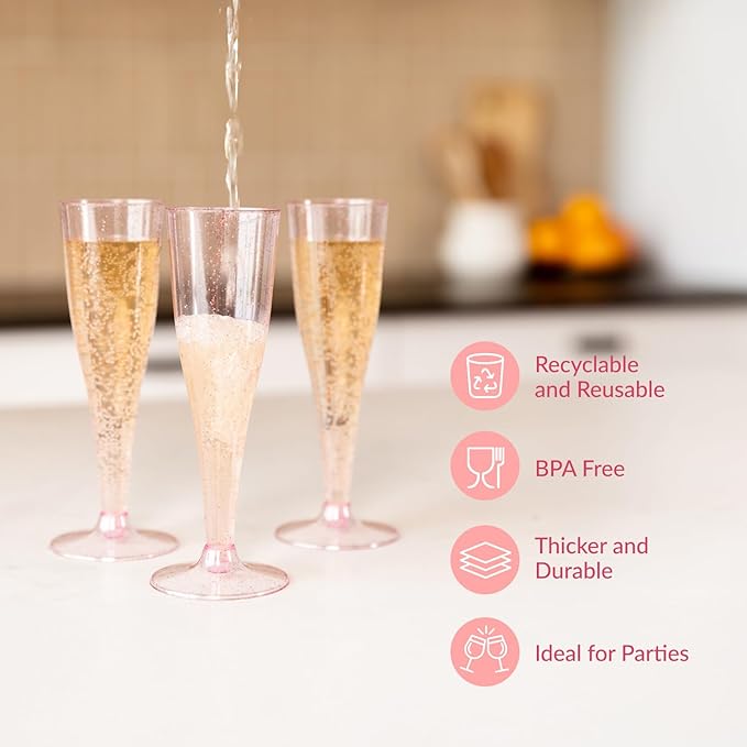 Prestee 24 Piece Plastic Champagne Flutes - Image 5
