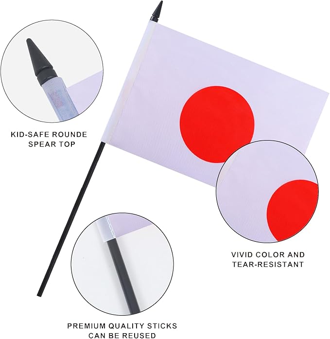 Japan Desk Flag 12" Solid Pole Deluxe Set Japanese Flags Banner Mini Small - Image 4