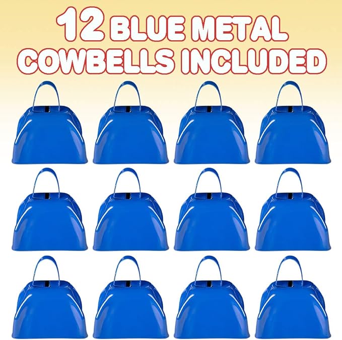 ArtCreativity 3 Inch Blue Metal Cowbell Noisemakers Loud Metal Cowbell Noise - Image 2